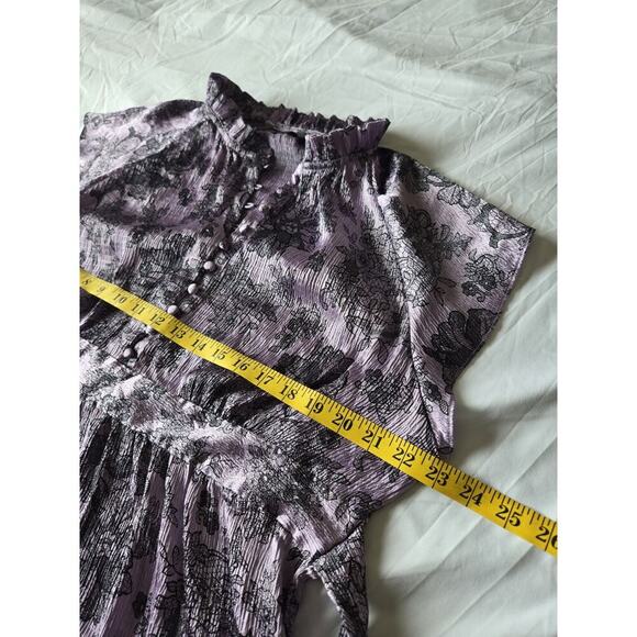 Apt 9 XL Purple Floral Y2k Babydoll Top Romantic Boho Whimsigoth Fairy Cottage - Picture 7 of 8